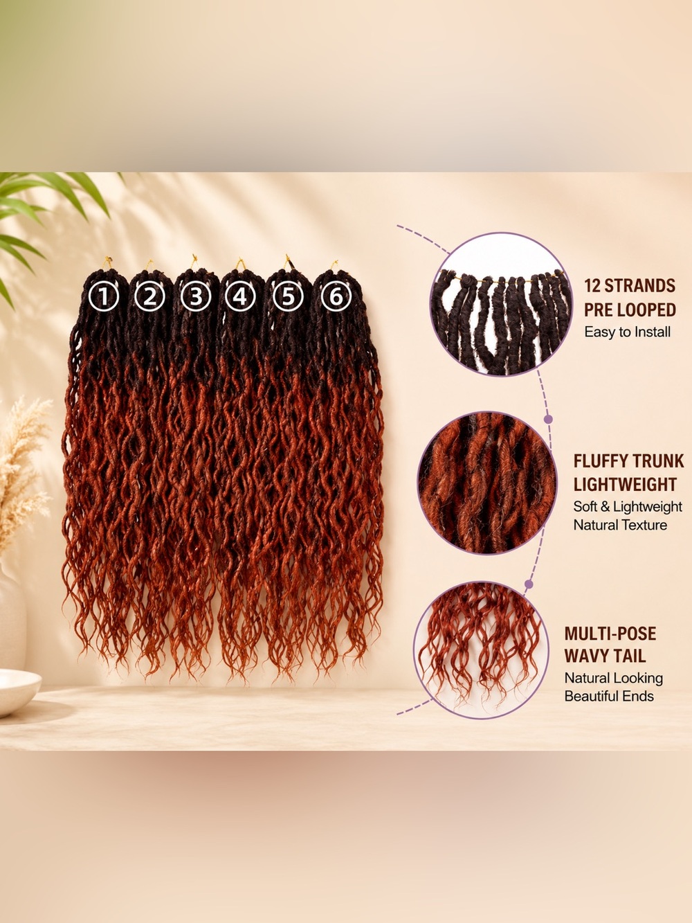 7 Packs 14” 1B/350 ombré goddess Locs Hippie Bohemian Pre-looped - Picture 4 of 8